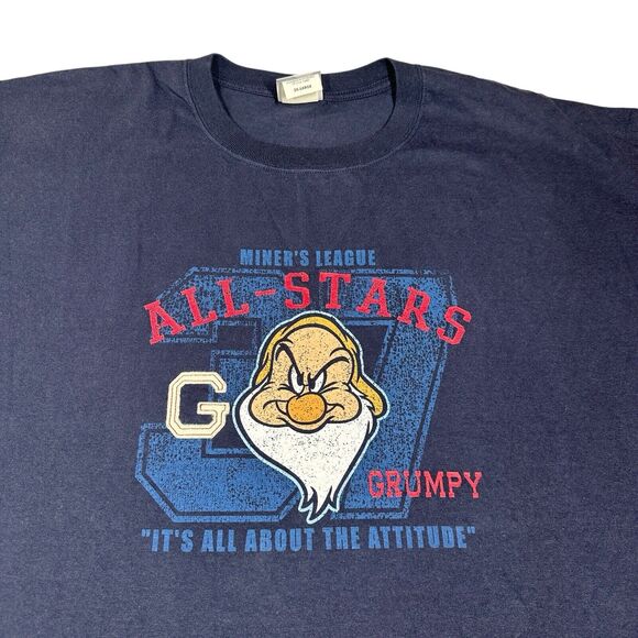 Vintage Disney Store T Shirt Mens Size 2XL All Stars Go Grumpy Blue Cotton - Picture 1 of 7
